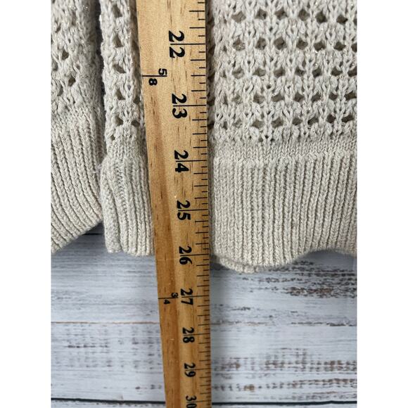 Gap Open Knit Crewneck Sweater Cream Medium Coastal Nautical Beachy Minimalist - Picture 7 of 9